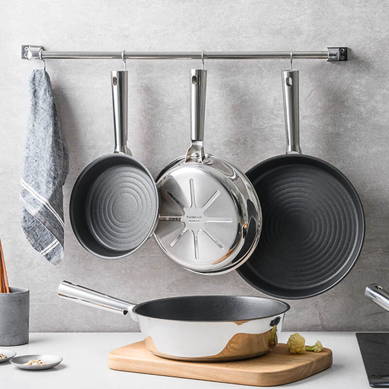 5pcs Suit Stainless Steel Frypans & Woks, Induction compatible, PFAS-PFOA free, Non-stick coated image number null